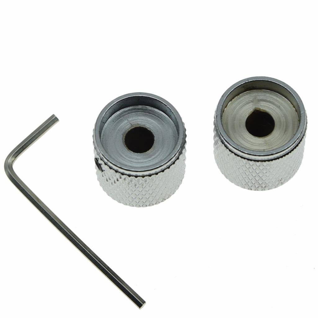 Dopro Set of 2 Guitar Dome Knobs 20mm Bass Knobs with Set Screw for Tele Telecaster P Bass Precision Bass Chrome